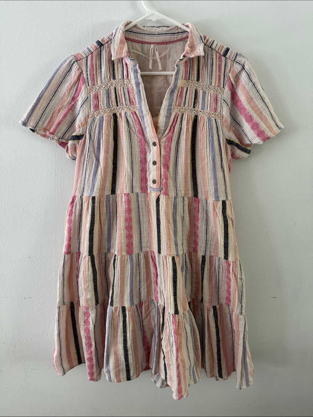 Anthropologie Georgina Tiered Striped Mini Dress Sz M
